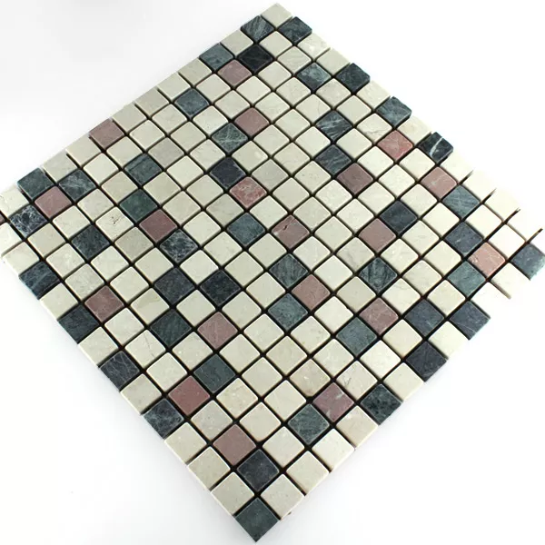 Mosaikkfliser Marmor Farget Mix 20x20x7mm