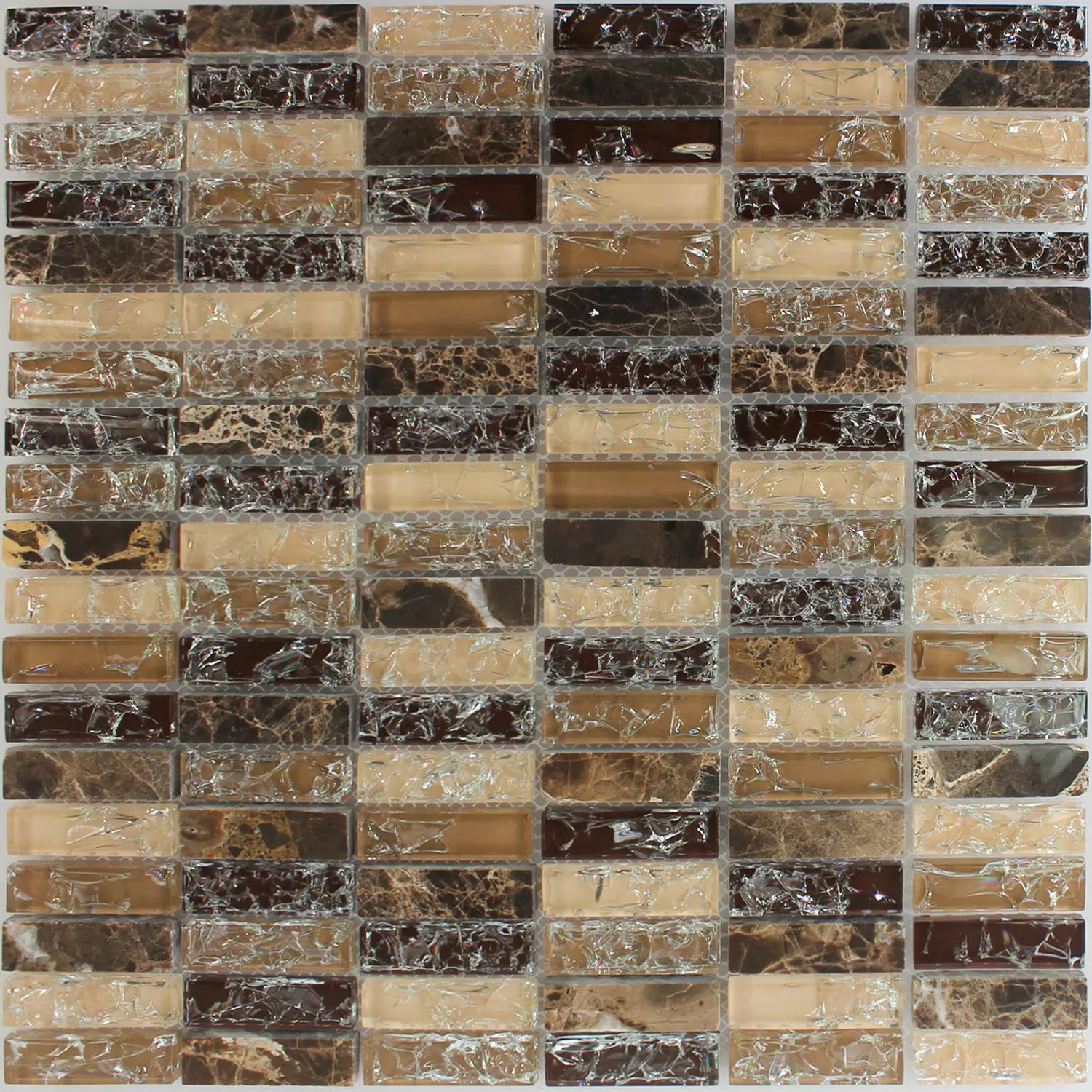 Glass Mosaikk Fliser Naturstein Knust Glass Stang Dark Emperador