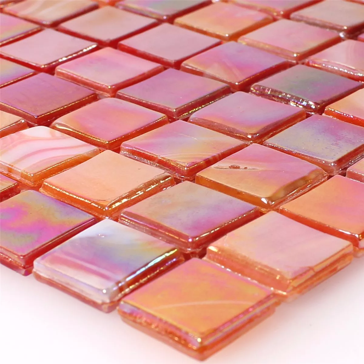 Mønster fra Glass Mosaikk Fliser Perlemor Effekt Rød Mix