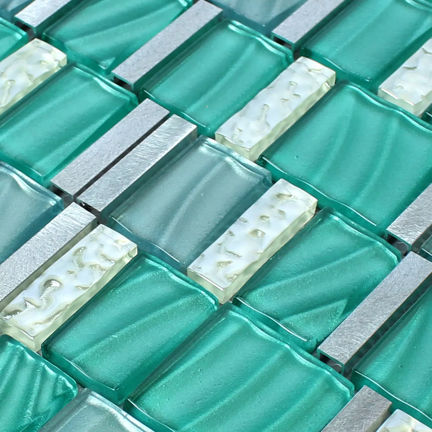 Mosaikkfliser Glass Aluminium Grønn Sølv Mix