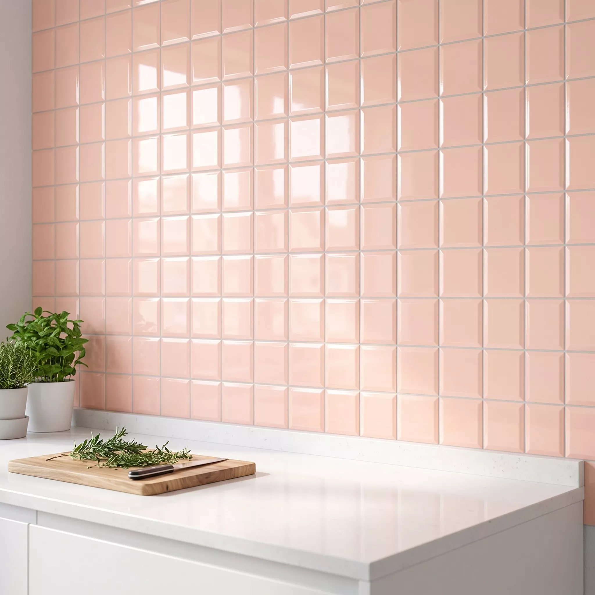 Metro flis Oransje Glitrende 10x10 cm Fasett Catarina Salmon