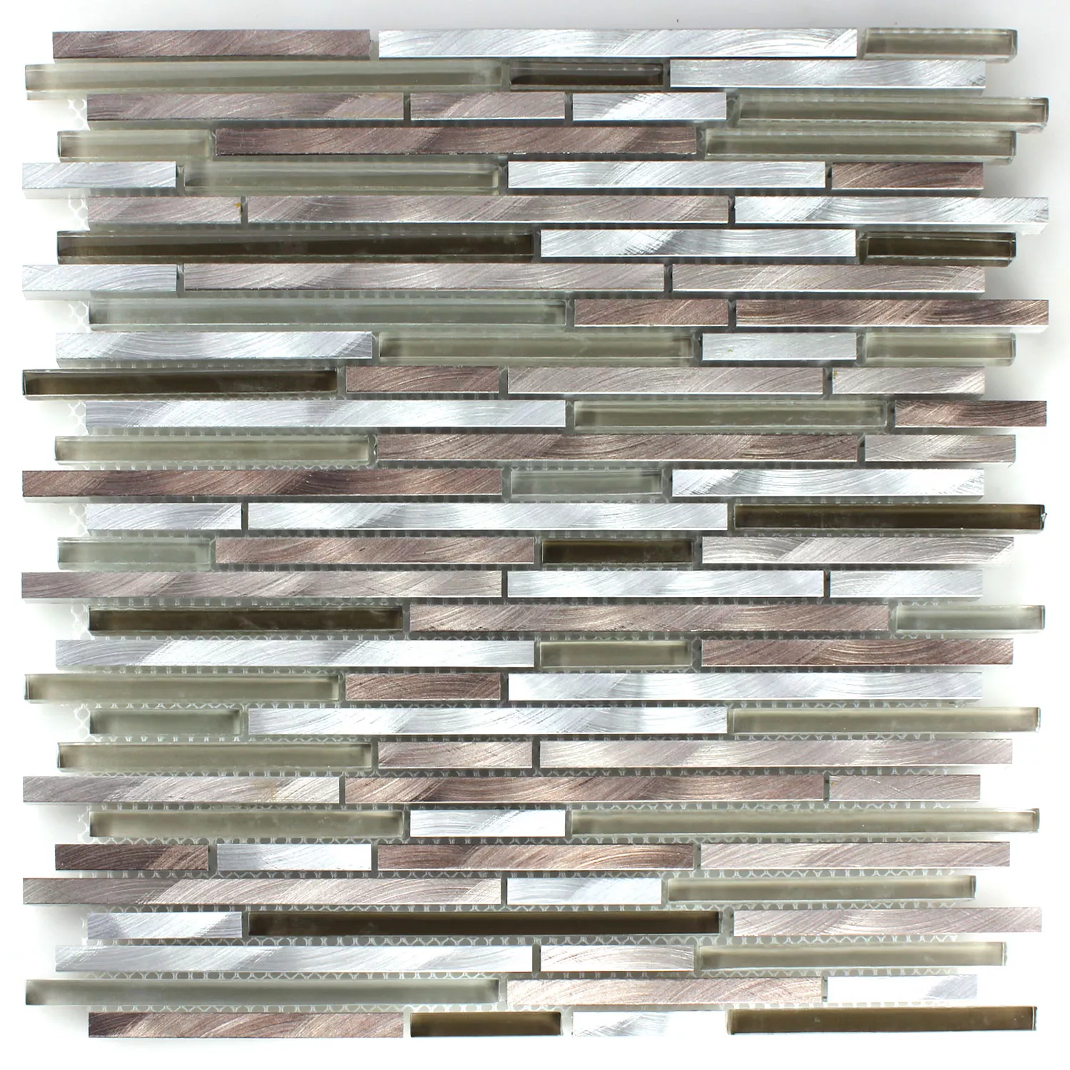 Mosaikkfliser Glass Aluminium Metall Brun Sølv Mix