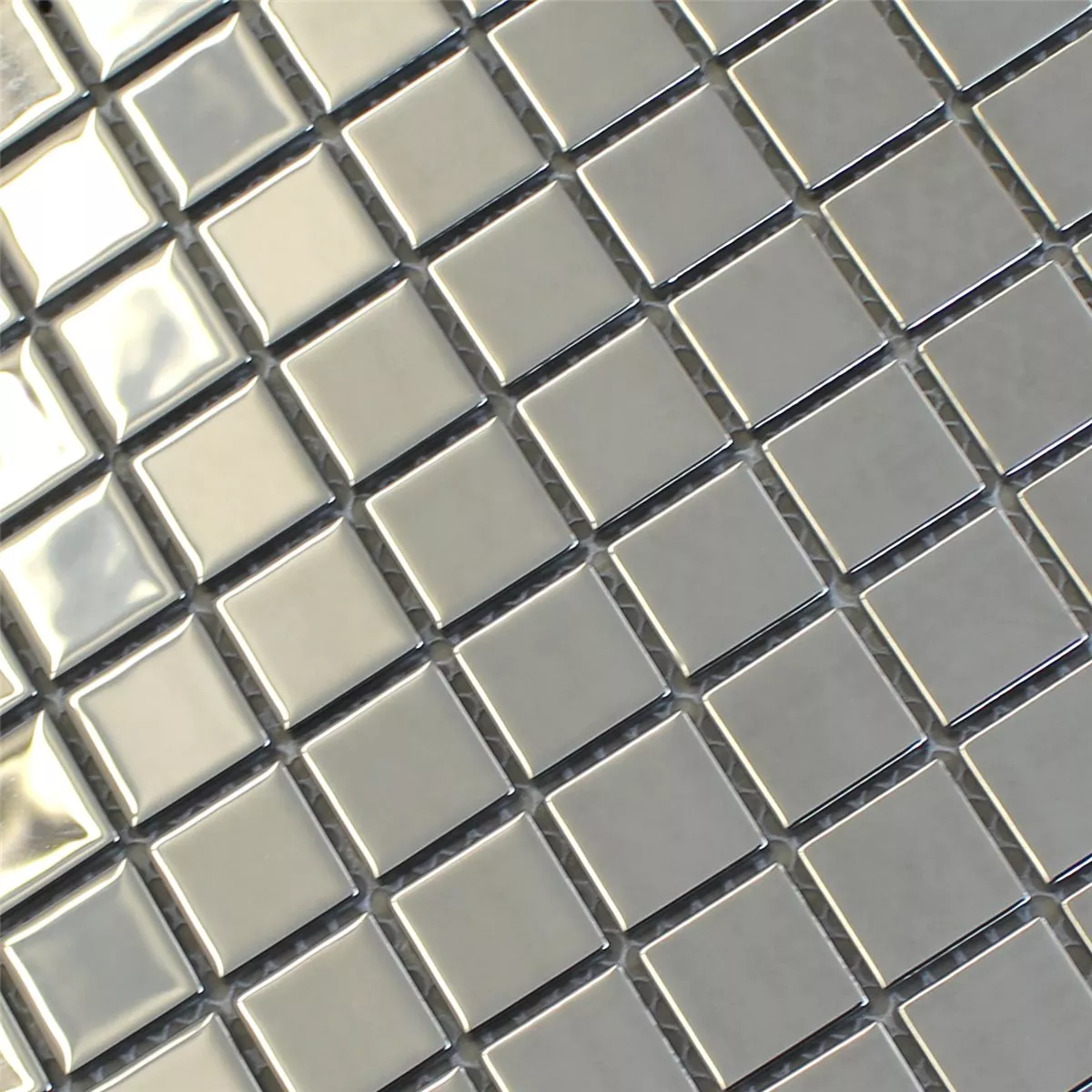 Glass Mosaikk Fliser Sølv Uni 25x25x4mm