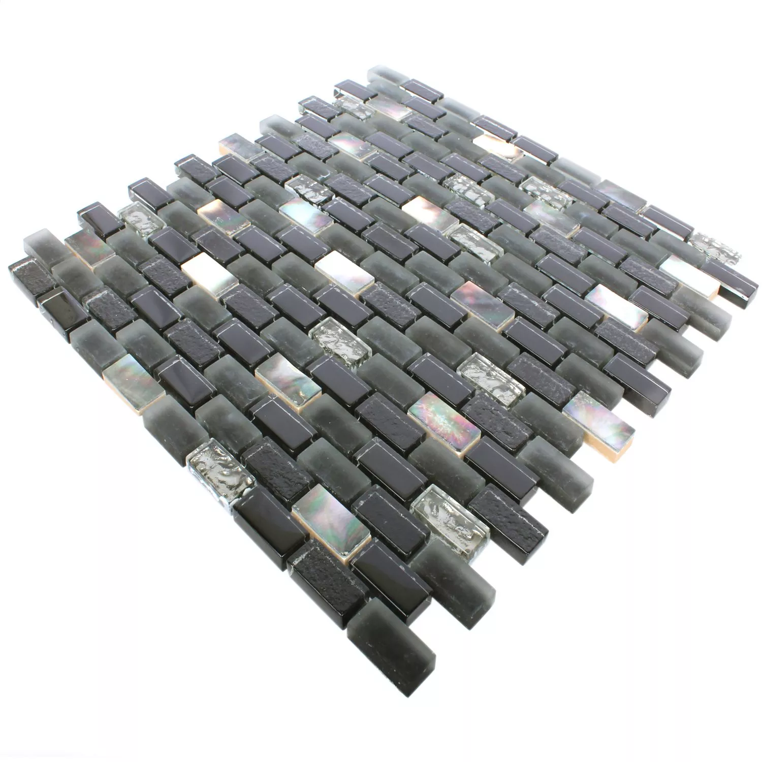 Mosaikkfliser Gondomar Glass Skall Mix Svart