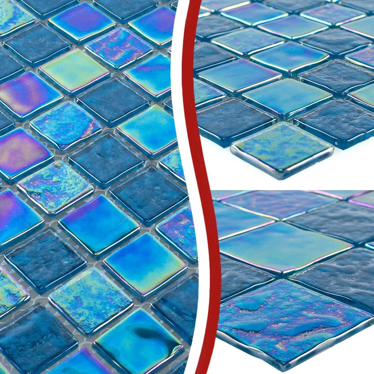 Glass Mosaikk Fliser Perlemor Effekt Carlos Blå
