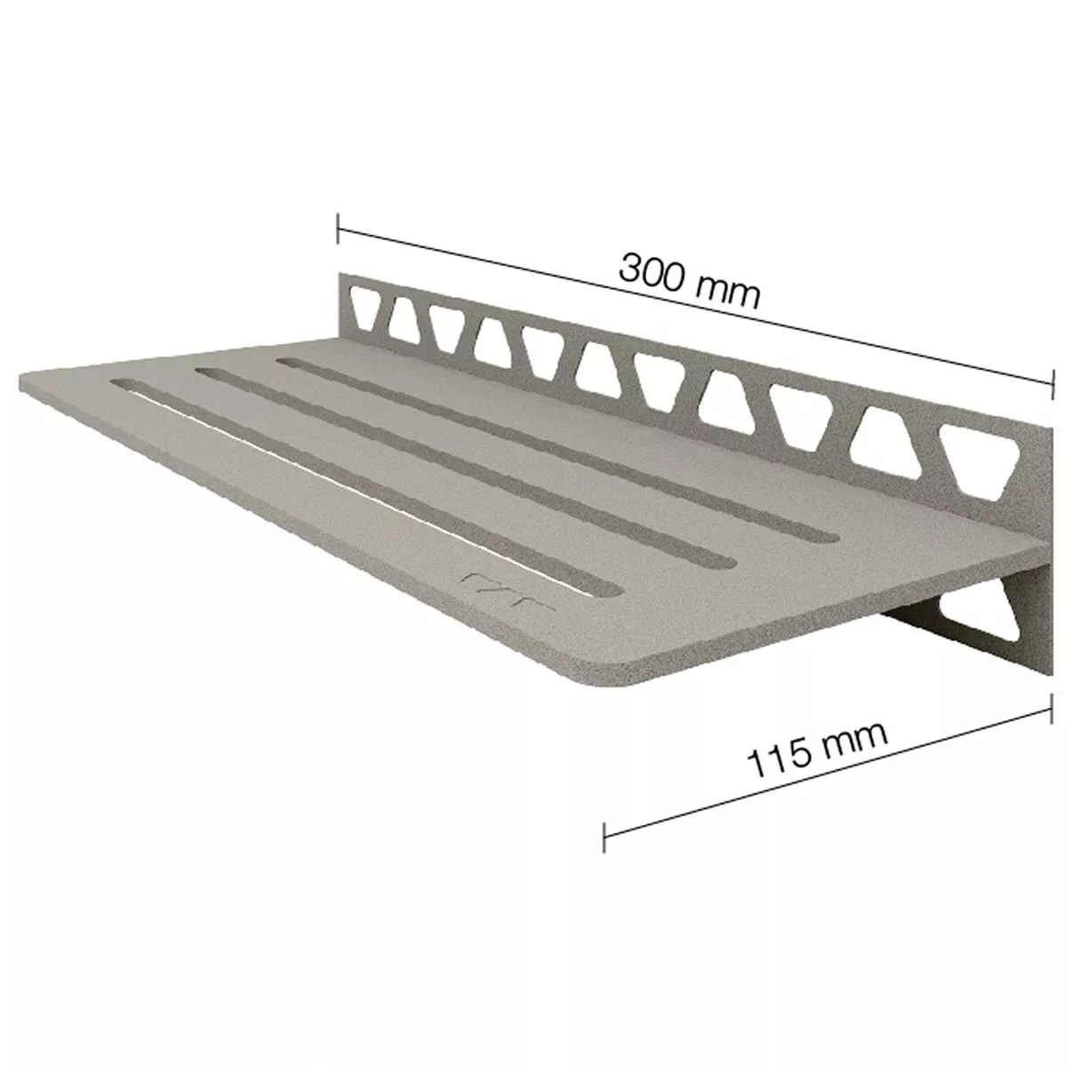 Dusjhylle vegghylle Schlüter rektangel 30x11,5cm bølgegrå