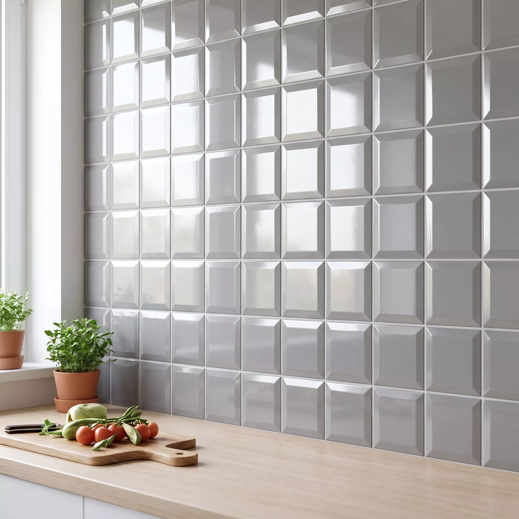 Metro flis Grå Glitrende 10x10 cm Fasett Catarina Gris
