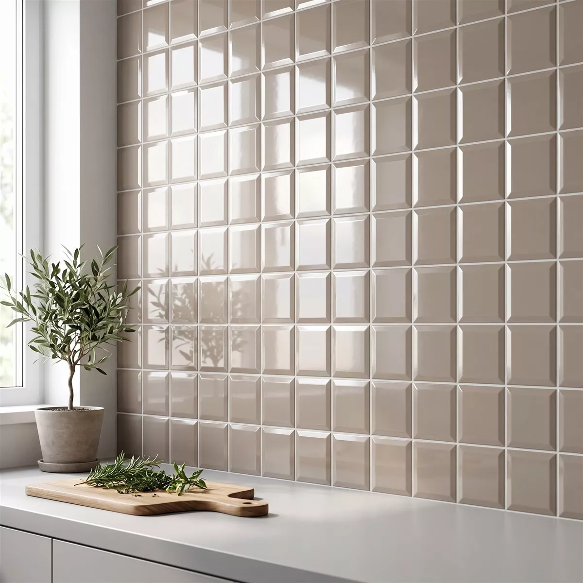 Metro flis Brun Glitrende 10x10 cm Fasett Catarina Mink