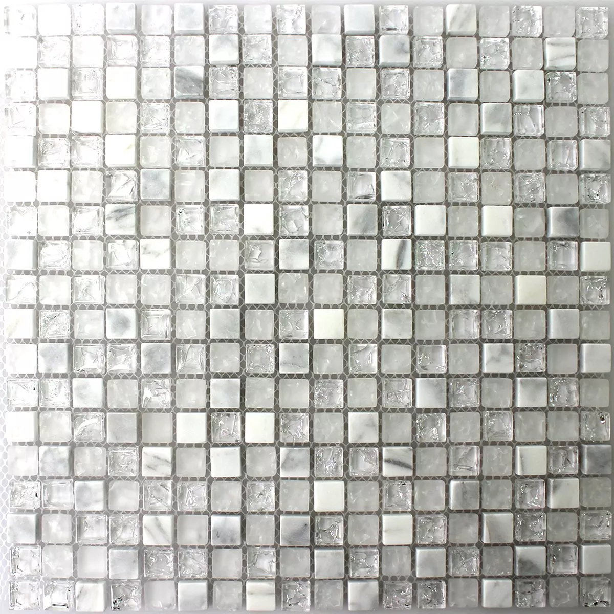 Mosaikkfliser Glass Naturstein Gått i Stykker Hvit Effekt