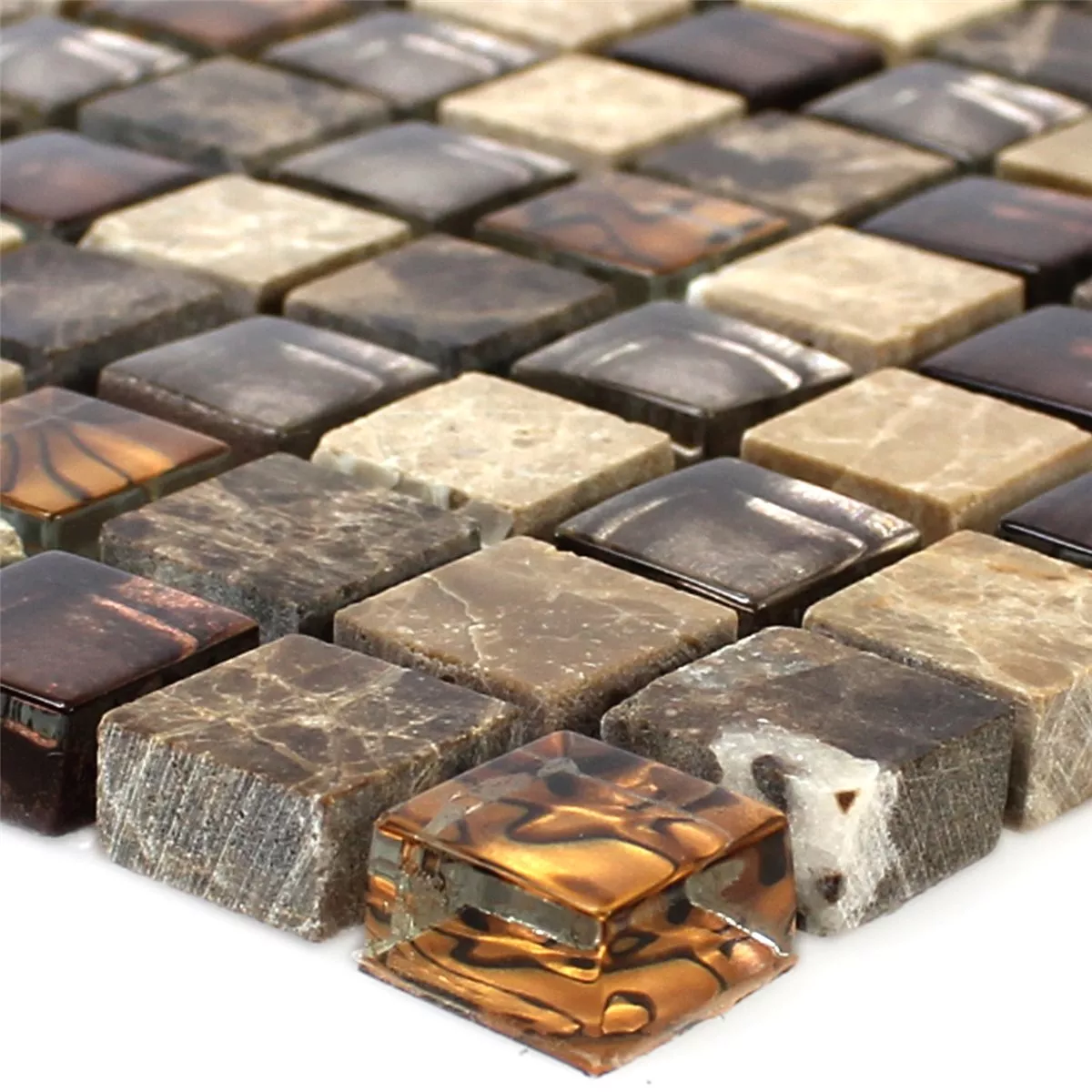Glass Naturstein Mosaikkfliser Bergamo Beige Brun