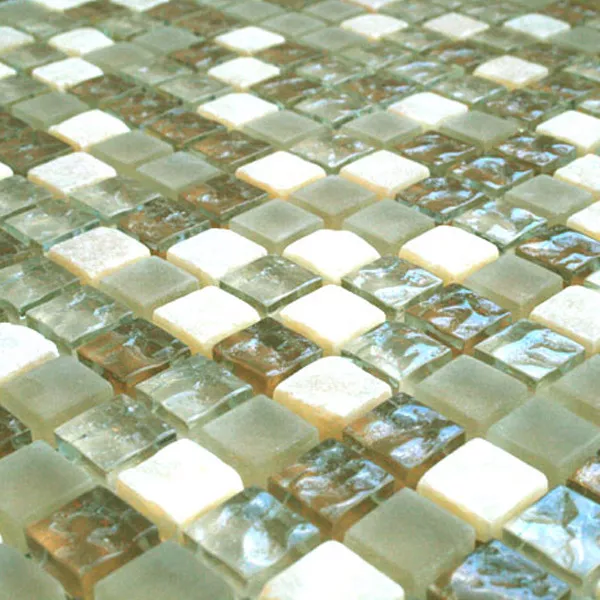 Mosaikkfliser Glass Marmor 15x15x8mm Beige Mix Onyx