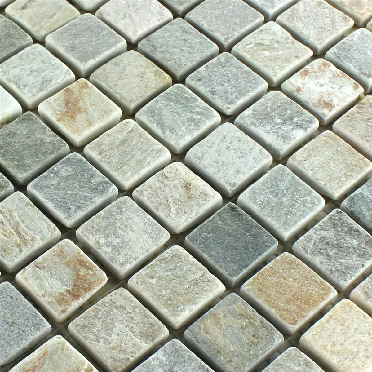 Naturstein Kvartsitt Mosaikkfliser Beige Grå 22x22mm