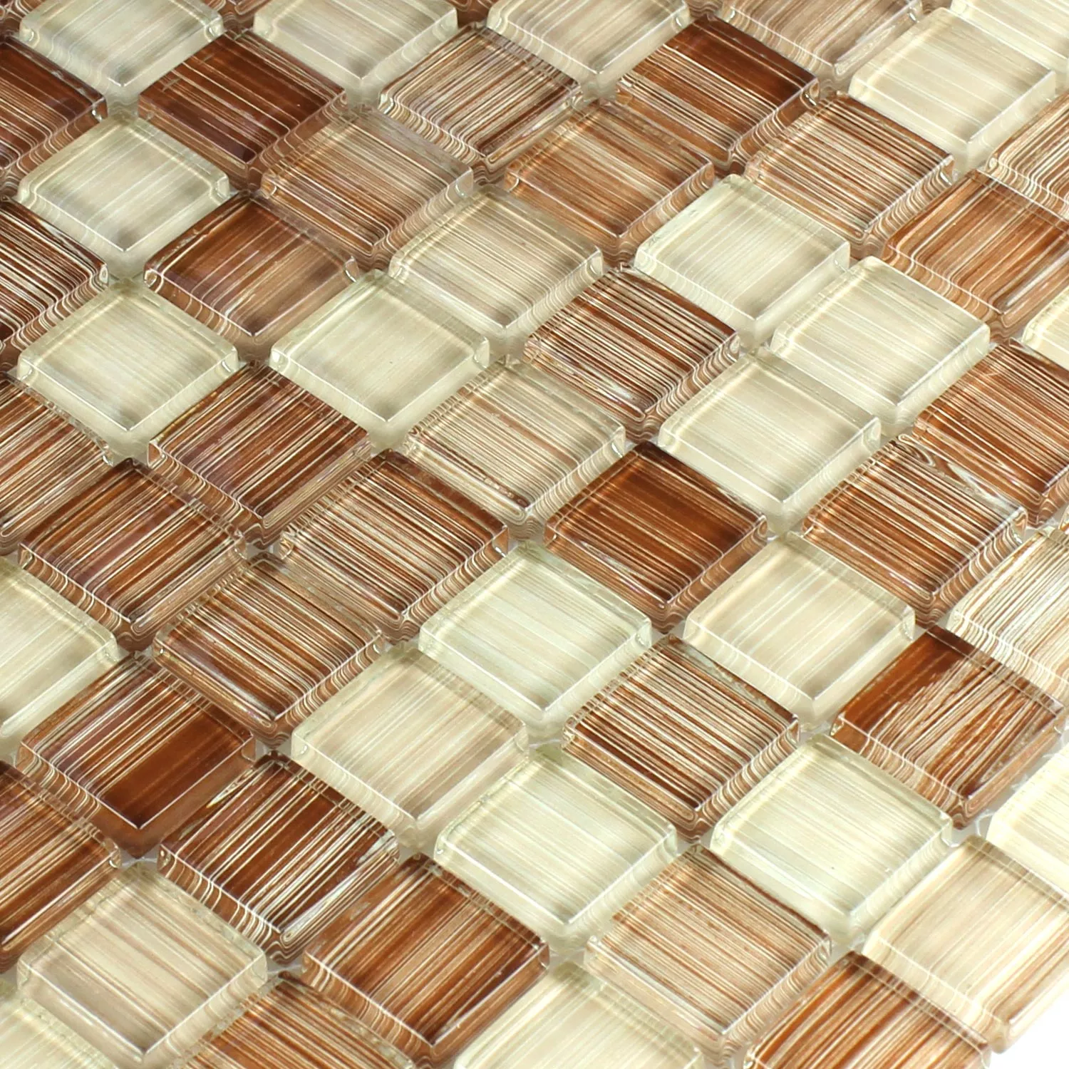 Glass Mosaikk Fliser Brun Beige Stripete