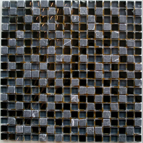 Mønster fra Mosaikkfliser Glass Marmor  Svart Mix