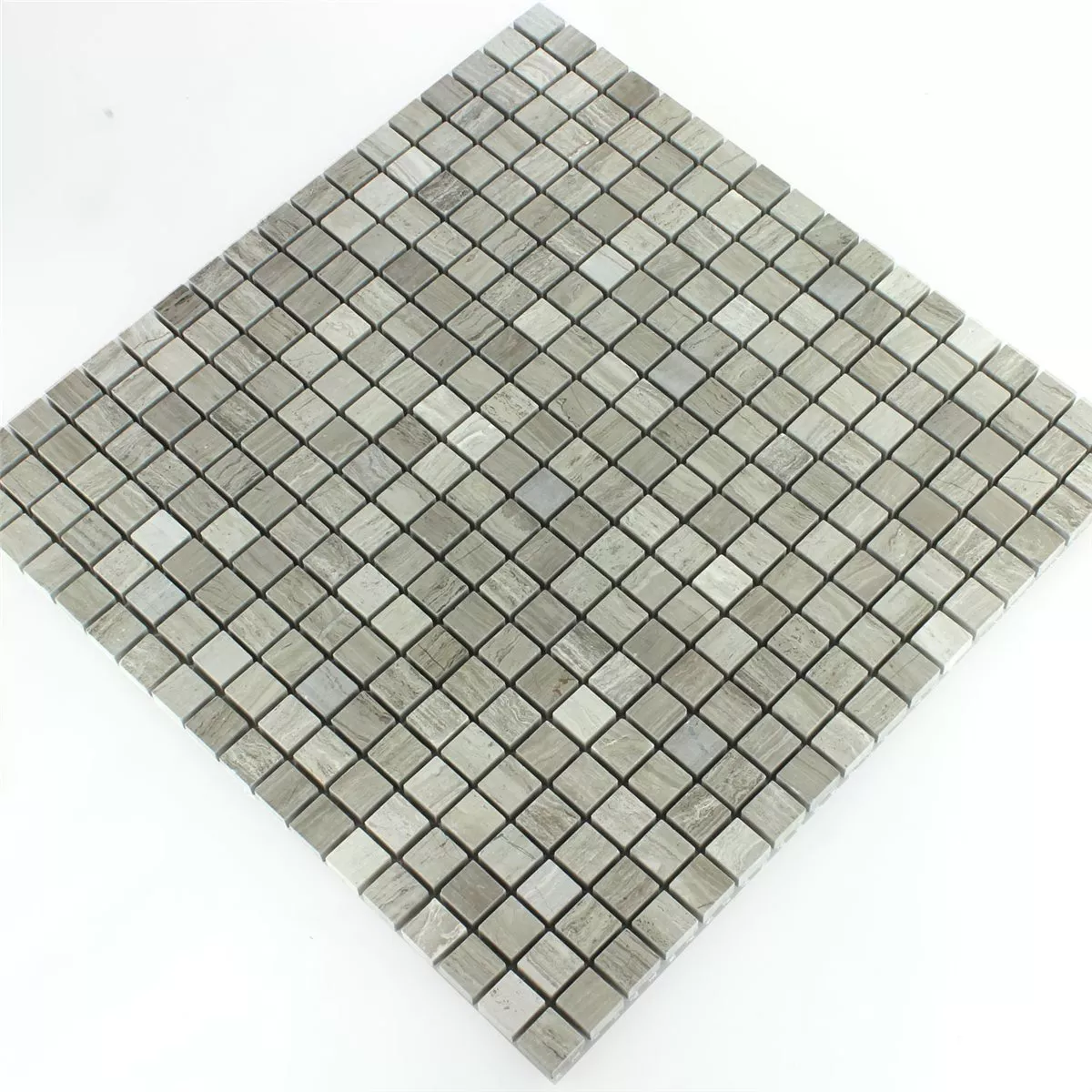 Mosaikkfliser Marmor 15x15x8mm Søle Grå Polert