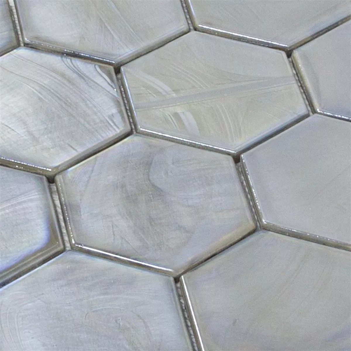 Glass Mosaikk Fliser Andalucia Sekskant Grå