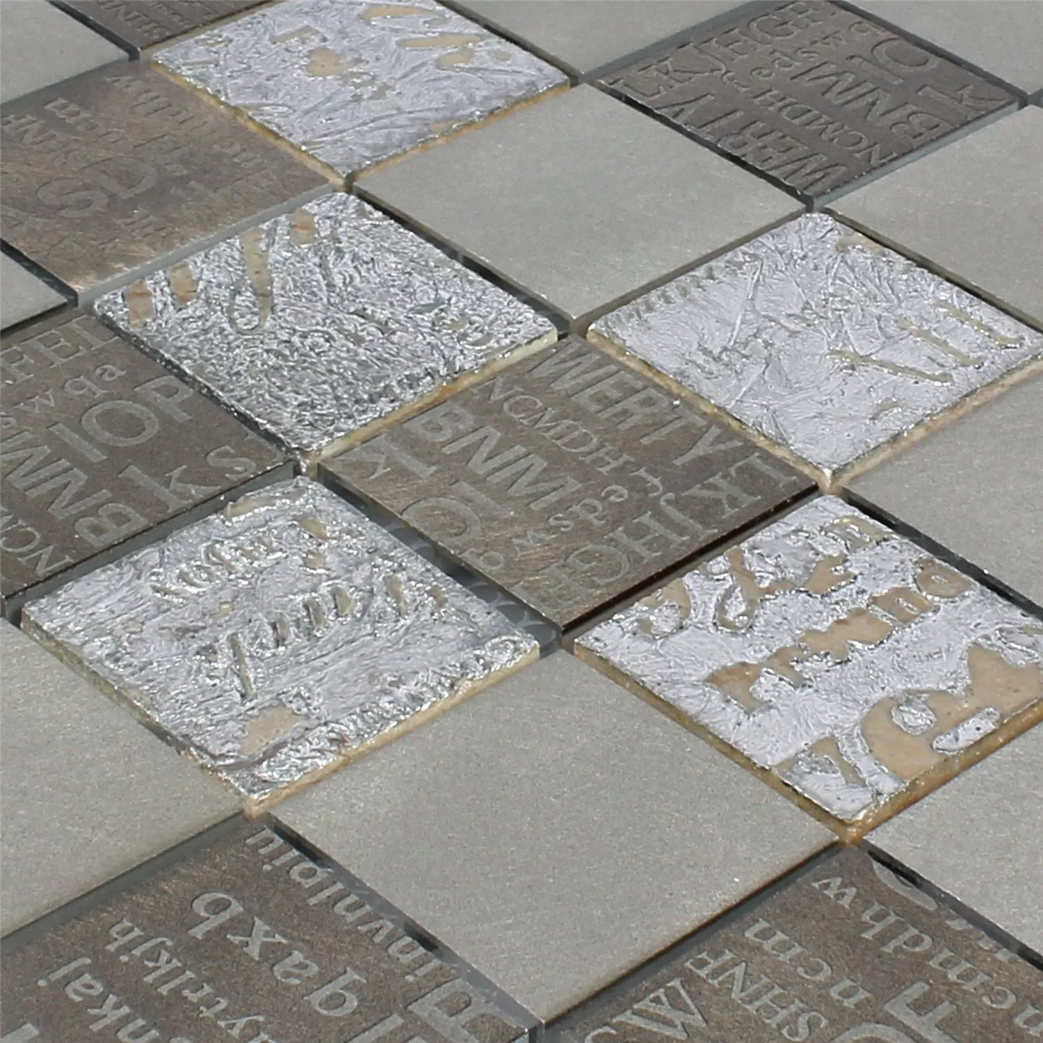 Mønster fra Mosaikkfliser Nazca Naturstein Aluminium Mix Brun Sølv