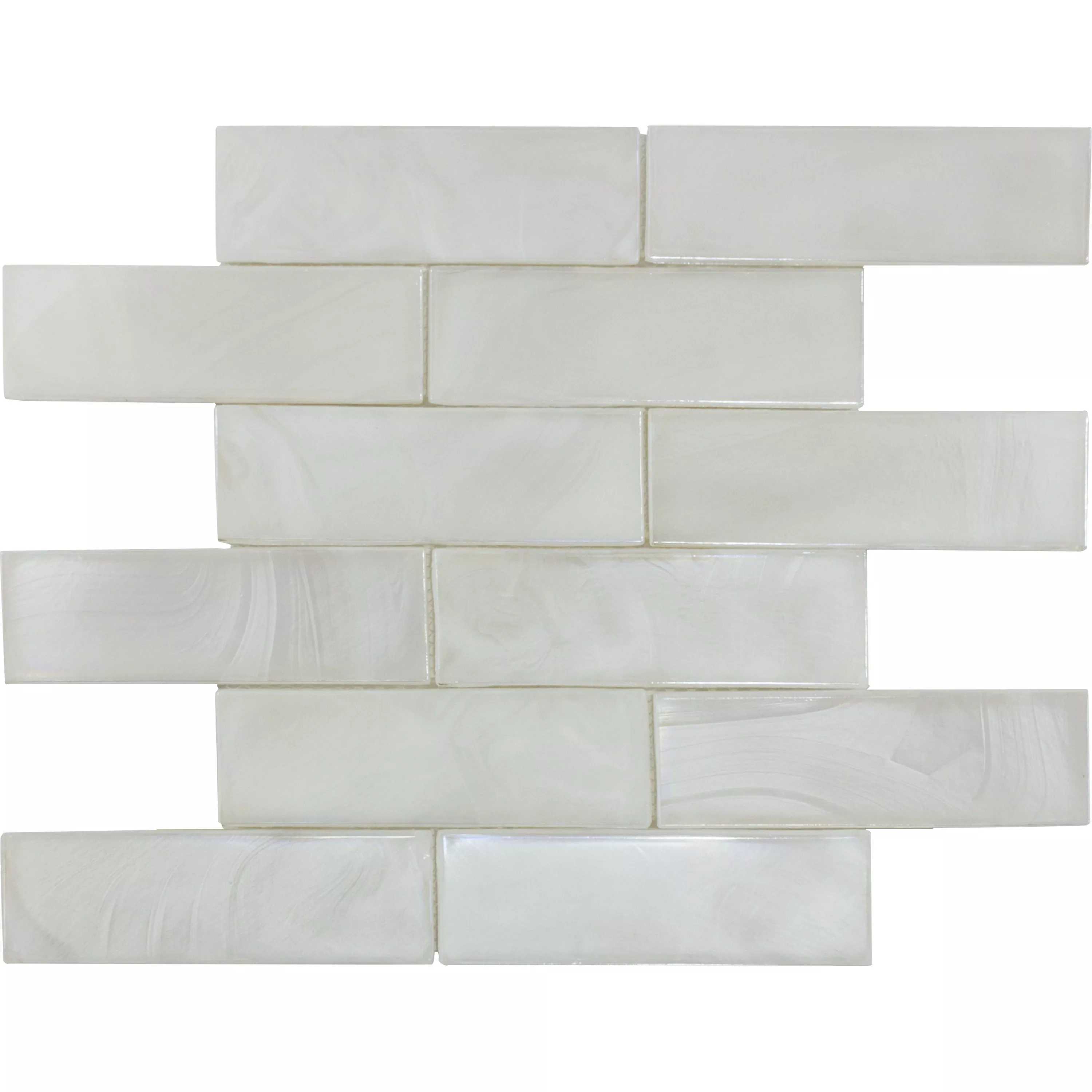 Glass Mosaikk Fliser Andalucia Brick Hvit