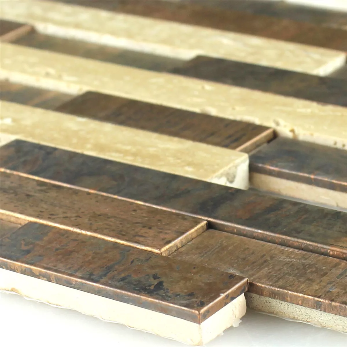 Kobber Naturstein Mosaikkfliser Brun Krem Mix  Kobber Naturstein Mosaikkfliser Brun Krem Mix