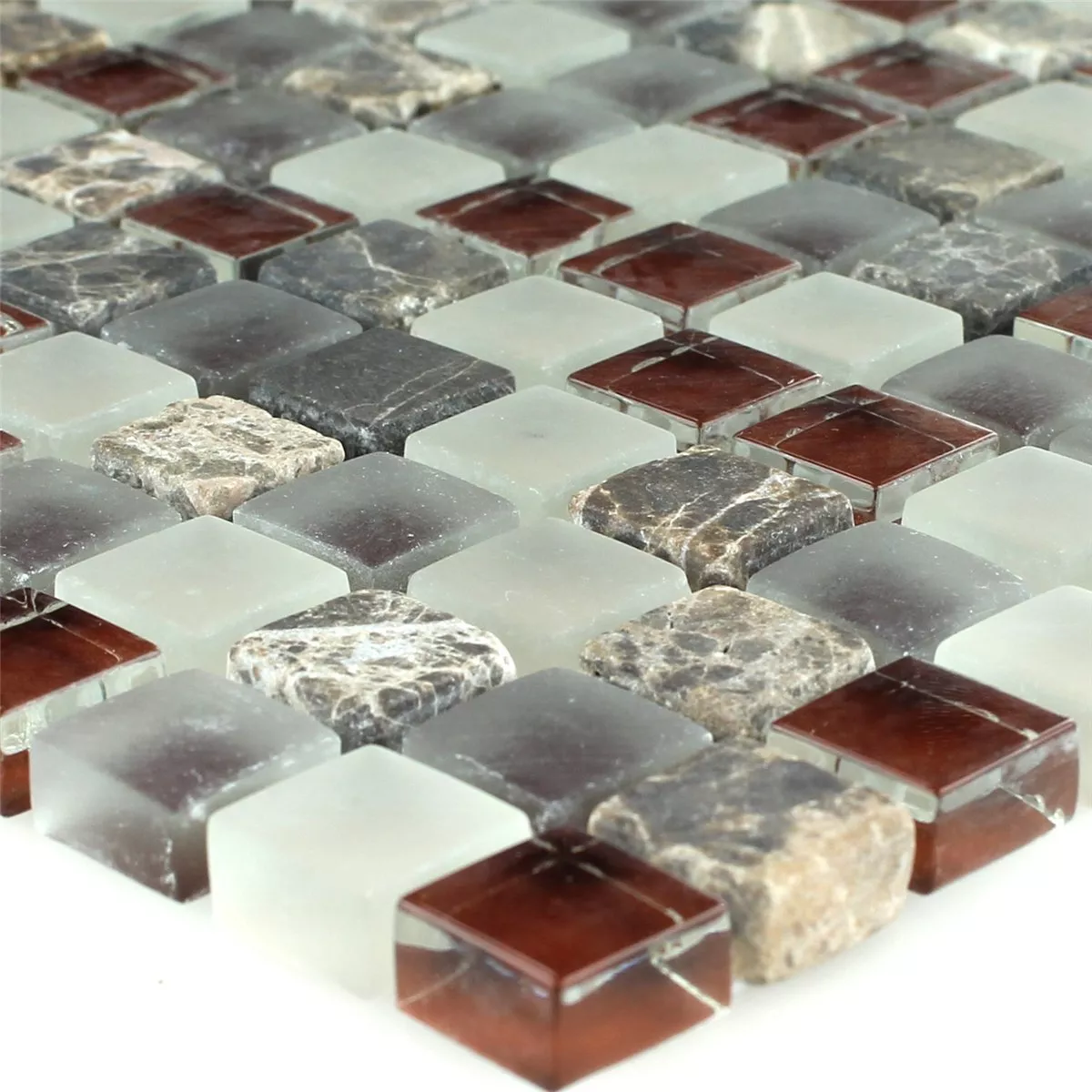 Mosaikkfliser Glass Marmor 15x15x8mm Brun