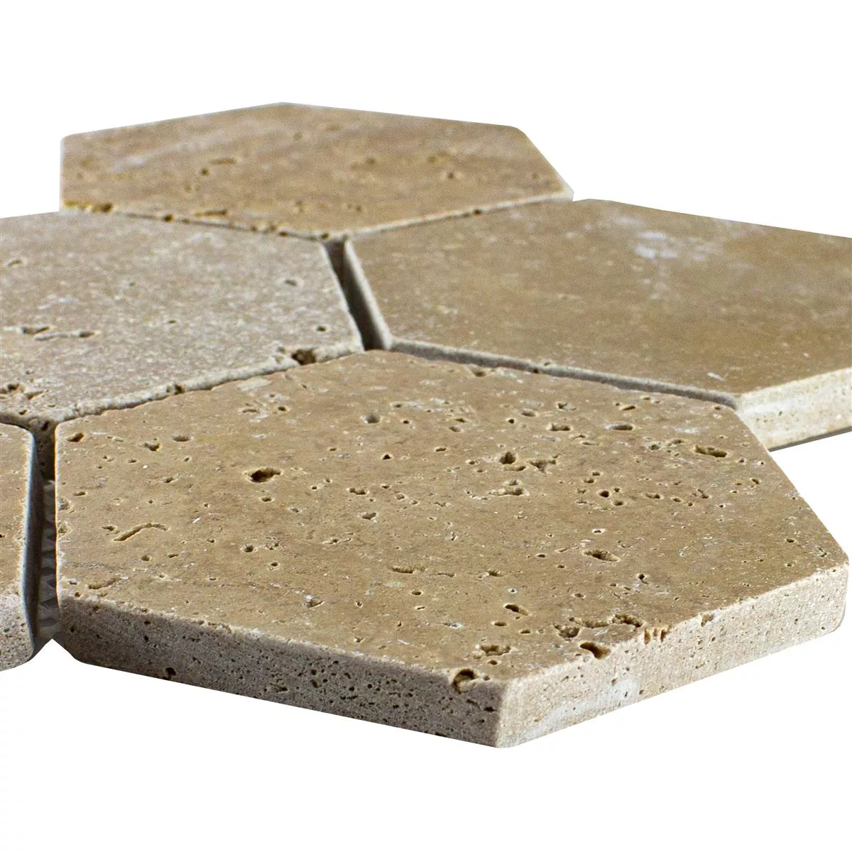Travertin Naturstein Mosaikkfliser Mercado Sekskant Brun Travertin Naturstein Mosaikkfliser Mercado Sekskant Brun