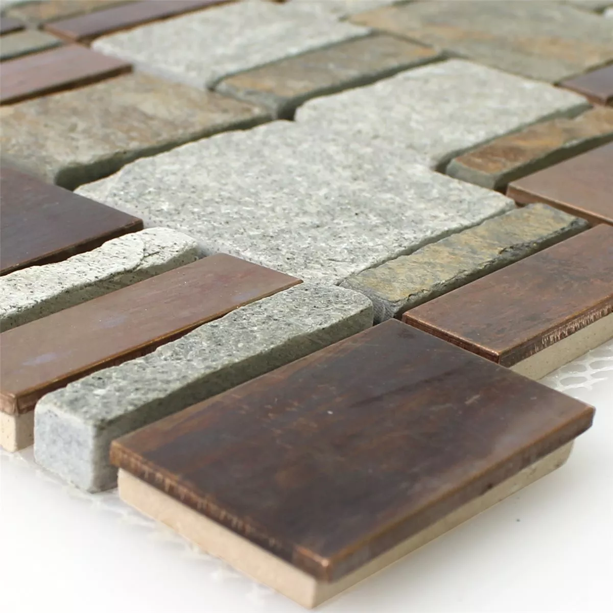 Naturstein Kvartsitt Metall Aluminium Mosaikkfliser Topsail Kobber Brun Naturstein Kvartsitt Metall Aluminium Mosaikkfliser Topsail Kobber Brun