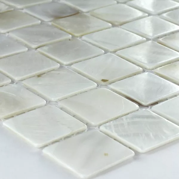 Mønster fra Mosaikkfliser Glass Perlemor Effekt  Hvit