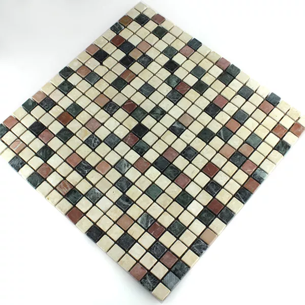 Mosaikkfliser Marmor Farget Mix 15x15x7mm