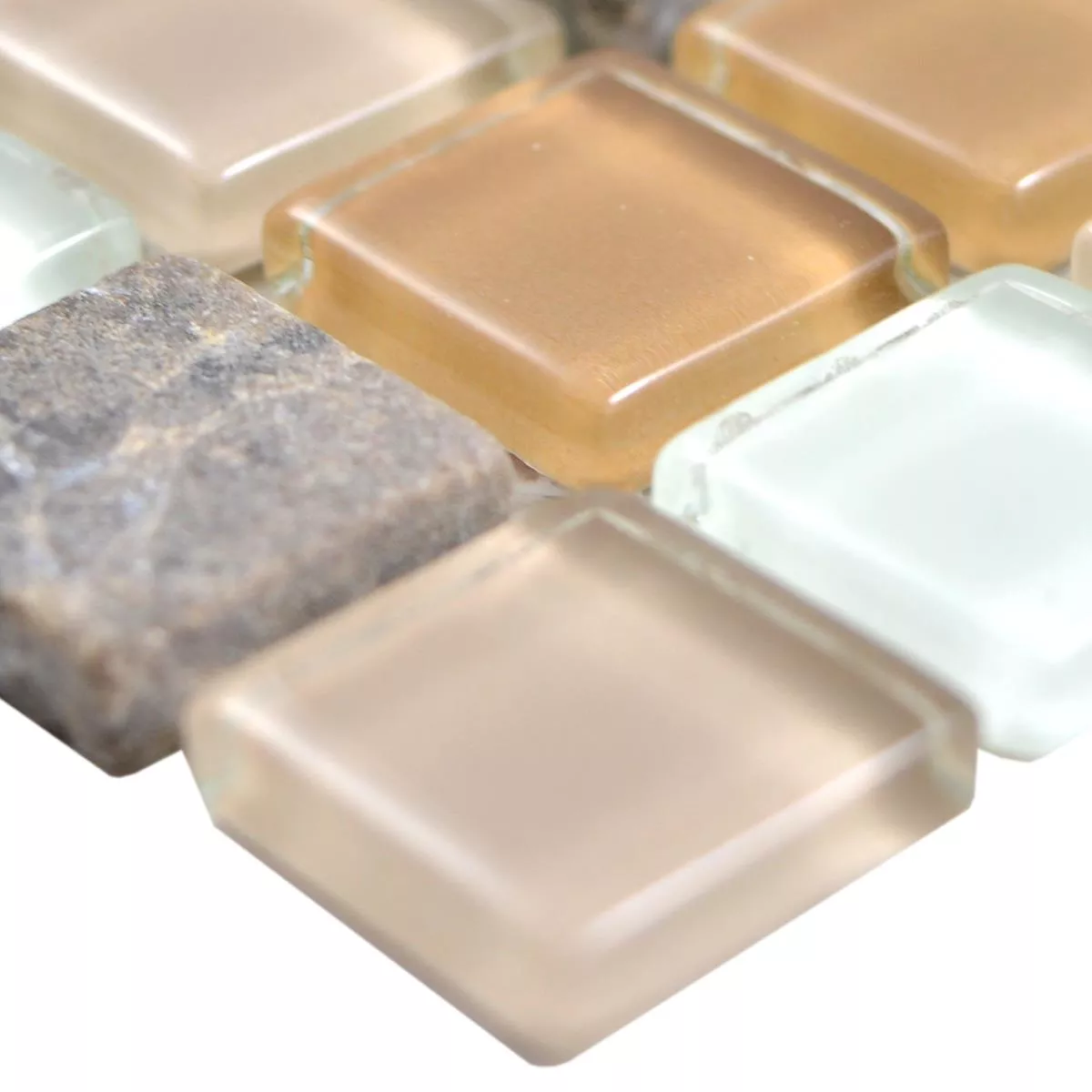 Mønster fra Glass Naturstein Mosaikkfliser Zekova Beige Brun Hvit