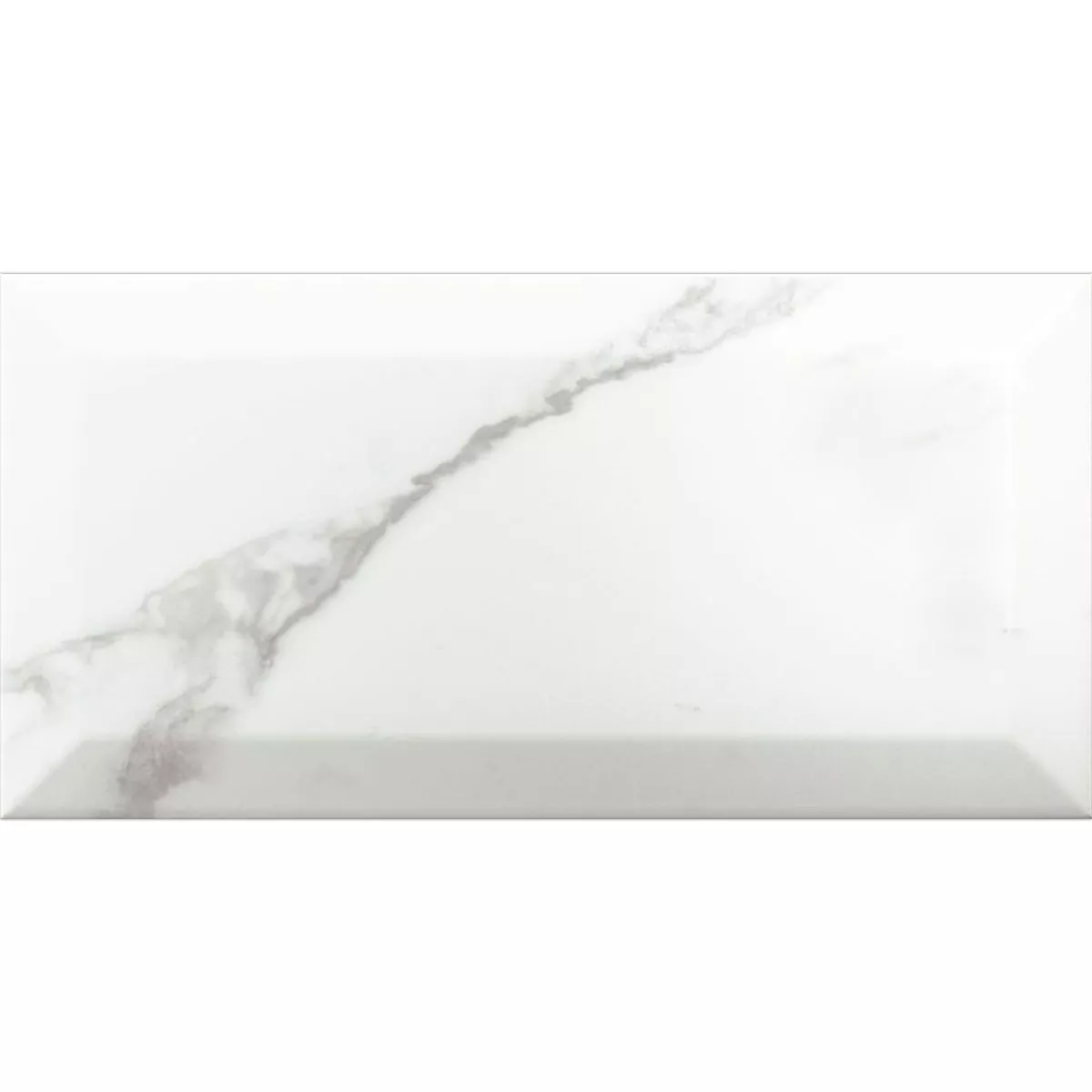 Metro Veggfliser Girona Marmor Utseende Fasett Hvit Frostet 10x20cm Metro Veggfliser Girona Marmor Utseende Fasett Hvit Frostet 10x20cm