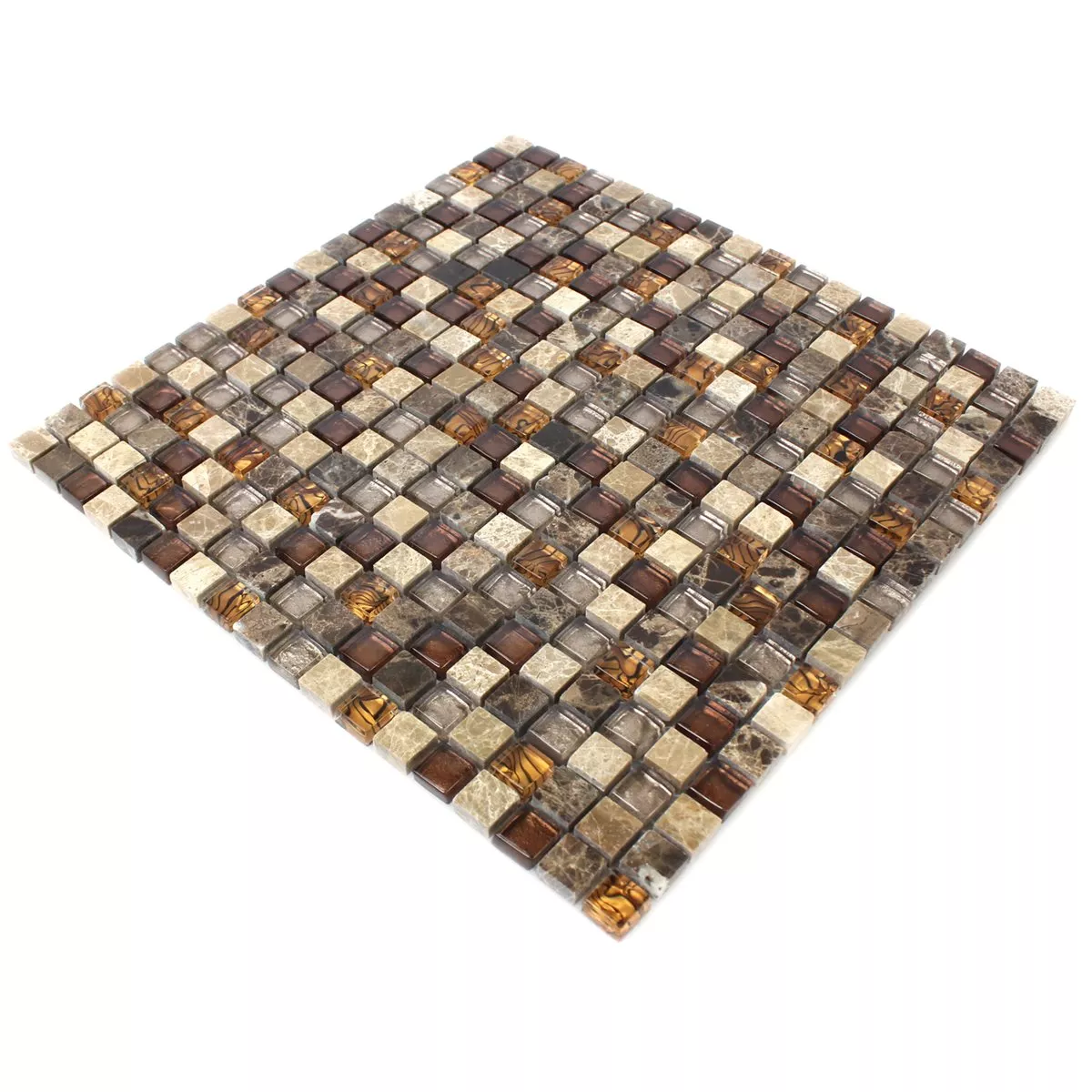 Mosaikkfliser Glass Naturstein Beige Brun 15x15x8mm