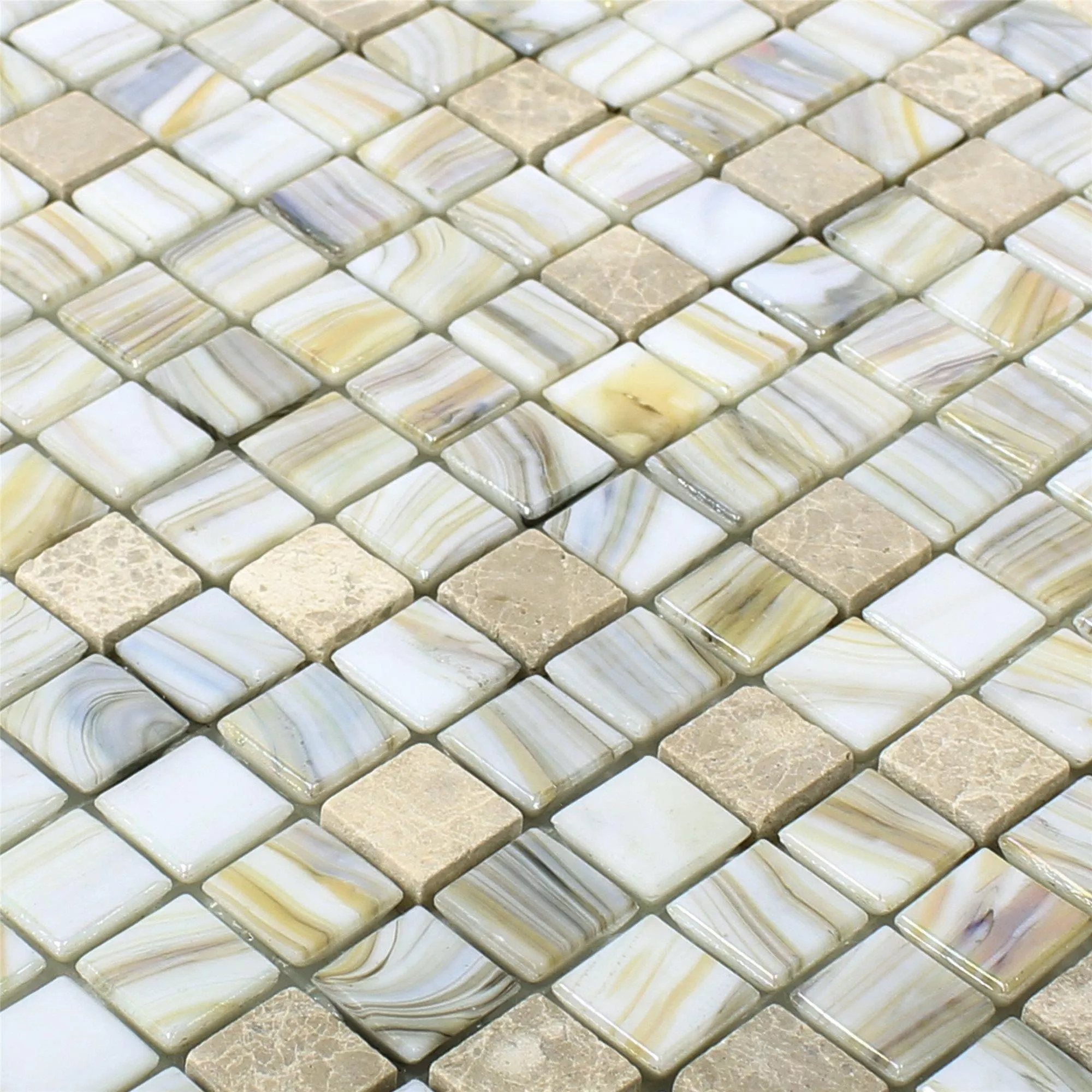 Mønster fra Glass Perlemor Naturstein Mosaikkfliser Fokus Beige