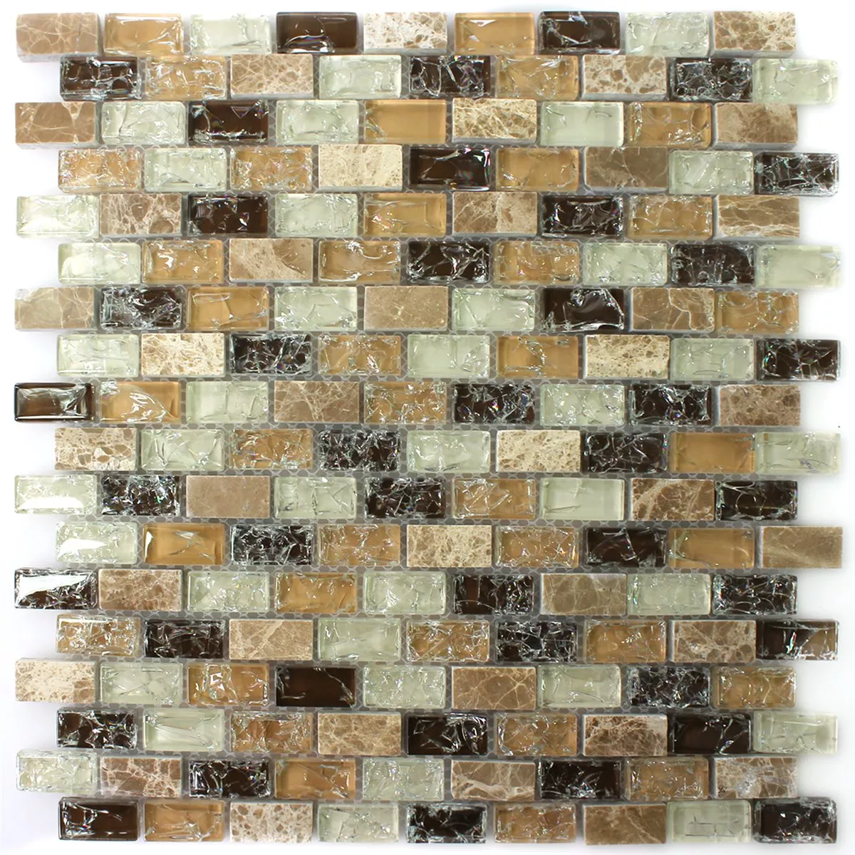 Glass Mosaikk Naturstein Knust Glass Bricks Emperador