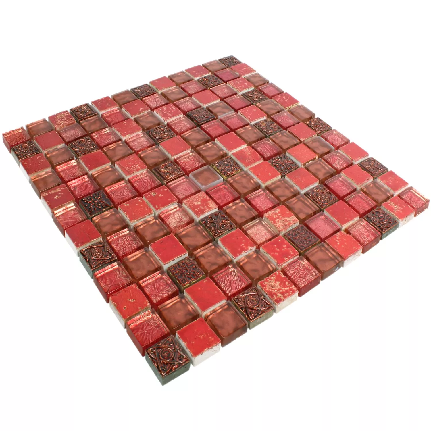 Mosaikkfliser Glass Naturstein Maya Red