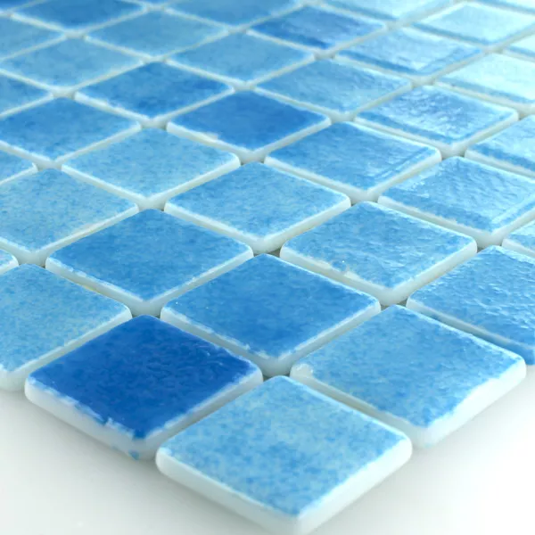 Glass Svømmebasseng Mosaikk 25x25x4mm Lyse Blå Mix