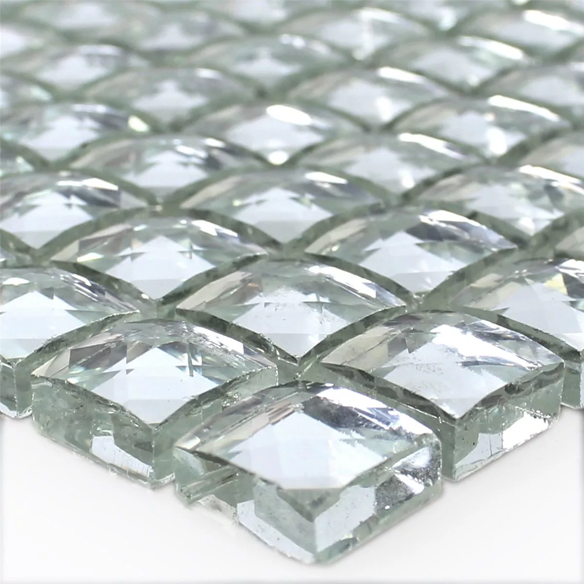 Mønster fra Glass Mosaikk Fliser Sølv Brilliant Hvit