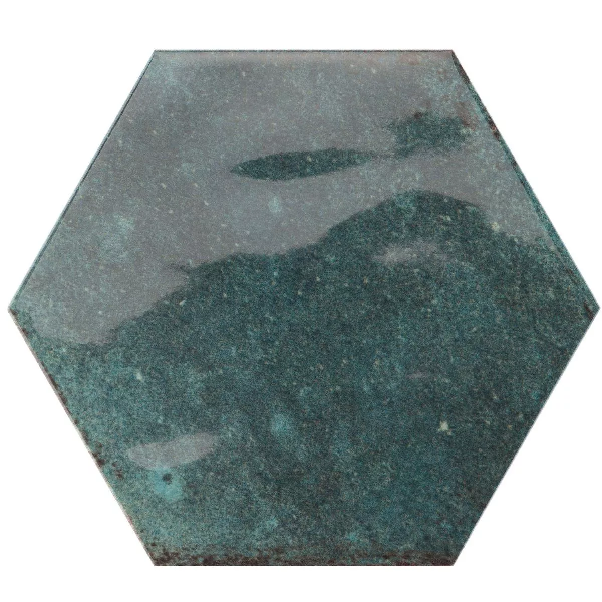 Veggfliser Arosa Glitrende Bølgete Sekskant Stillehavsblått 17,3x15cm