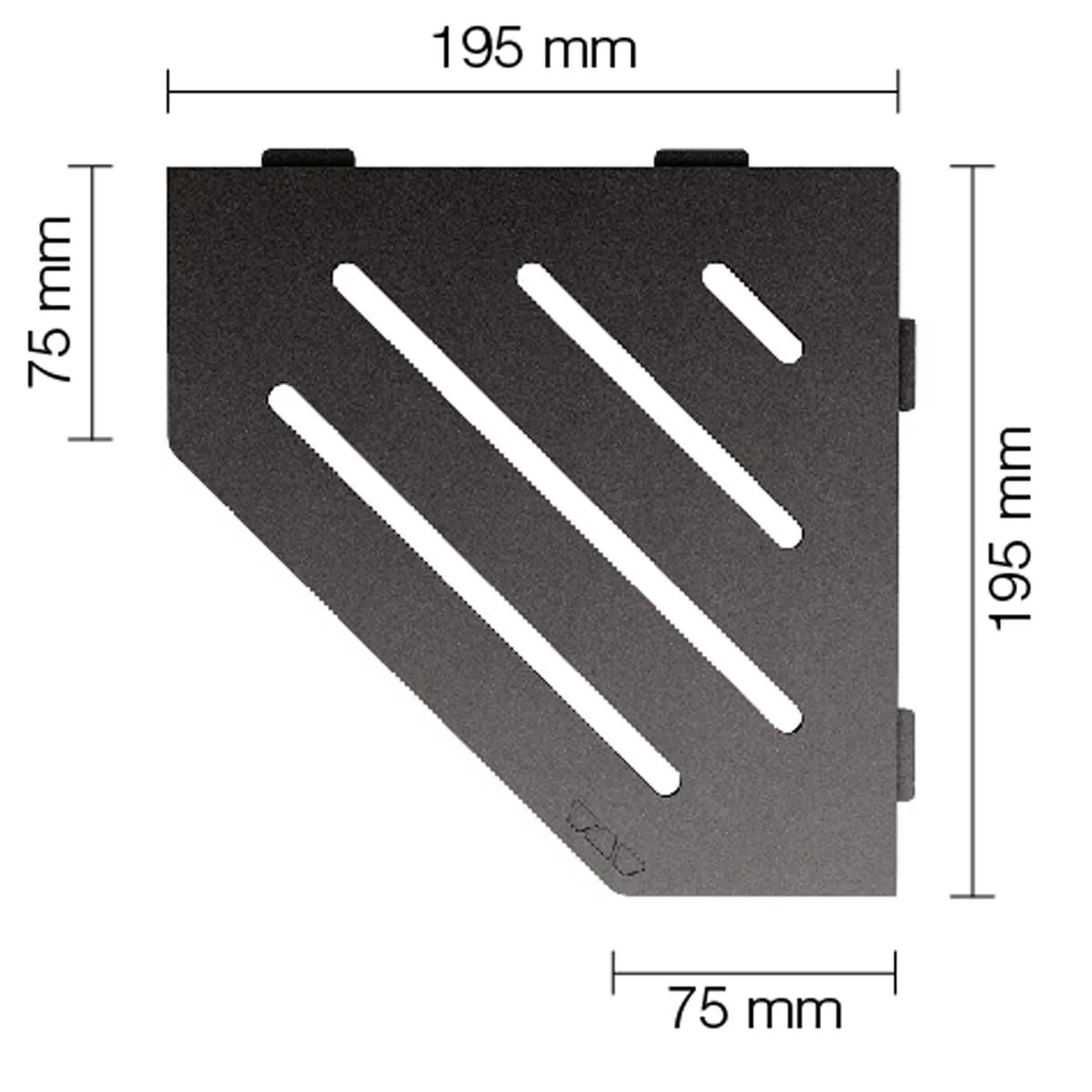 Vegghylle dusjhylle Schlüter 5-hjørnet 19,5x19,5cm Wave Antrasitt