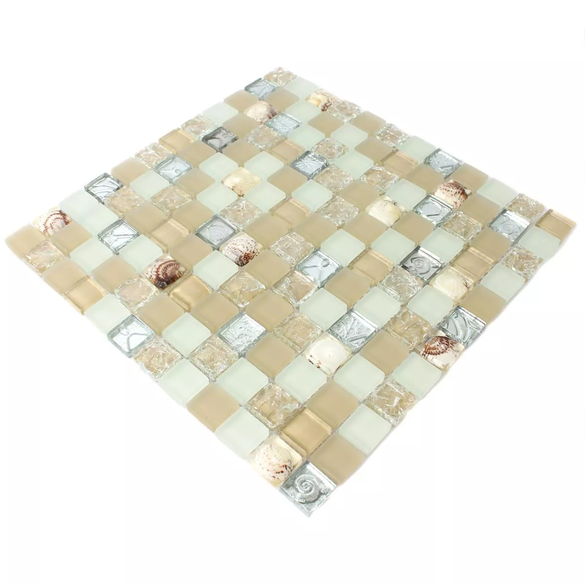 Glass Skall Mosaikkfliser Byron Beige Mix