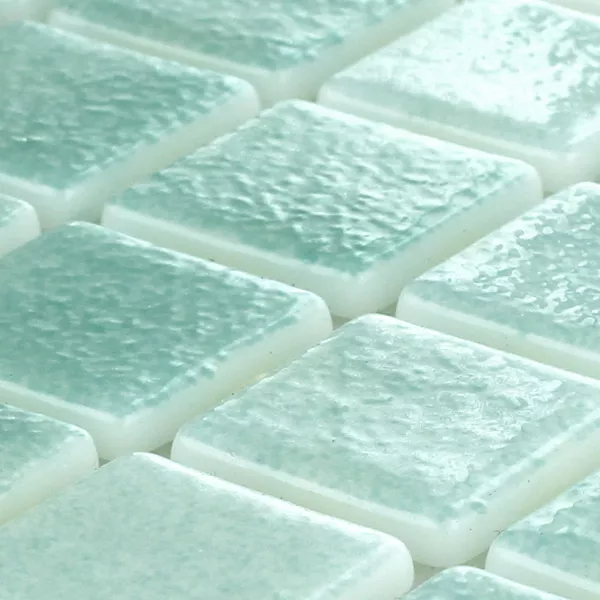 Glass Svømmebasseng Mosaikk 25x25x4mm Turkis Mix