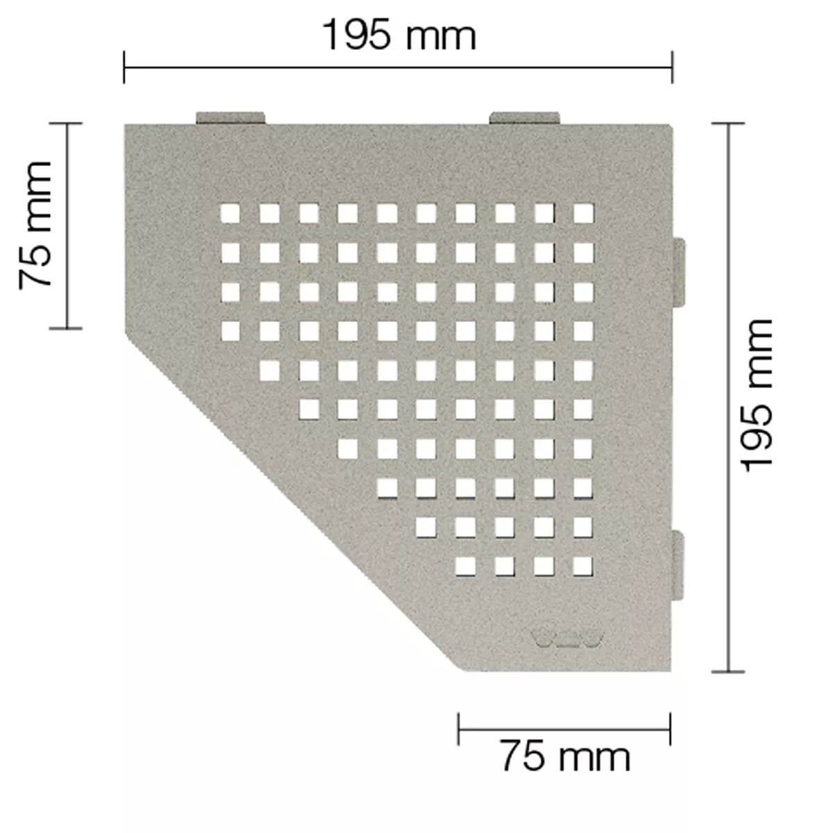 Vegghylle dusjhylle Schlüter 5eck 19,5x19,5cm kvadratgrå