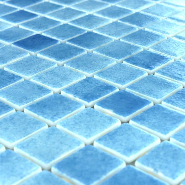 Glass Svømmebasseng Mosaikk 25x25x4mm Lyse Blå Mix