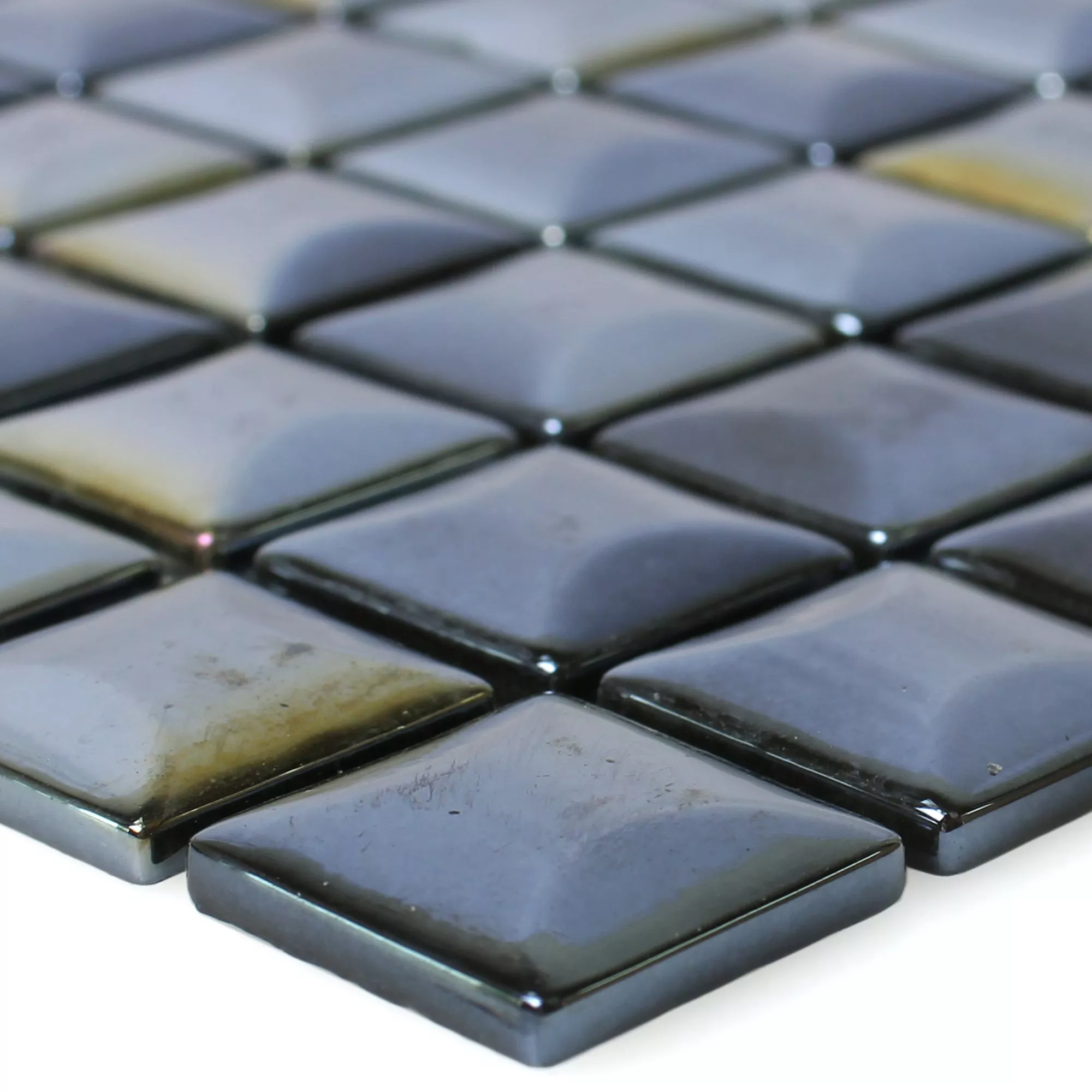Glass Mosaikk Fliser Monrovia Svart 3D Metallic