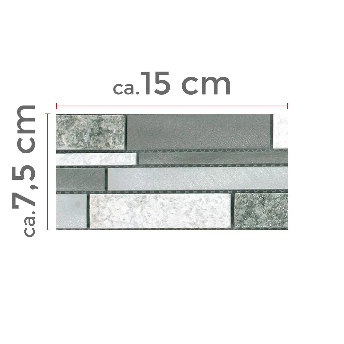 Mønster fra Mosaikkfliser Wolga Kvartsitt Aluminium Mix