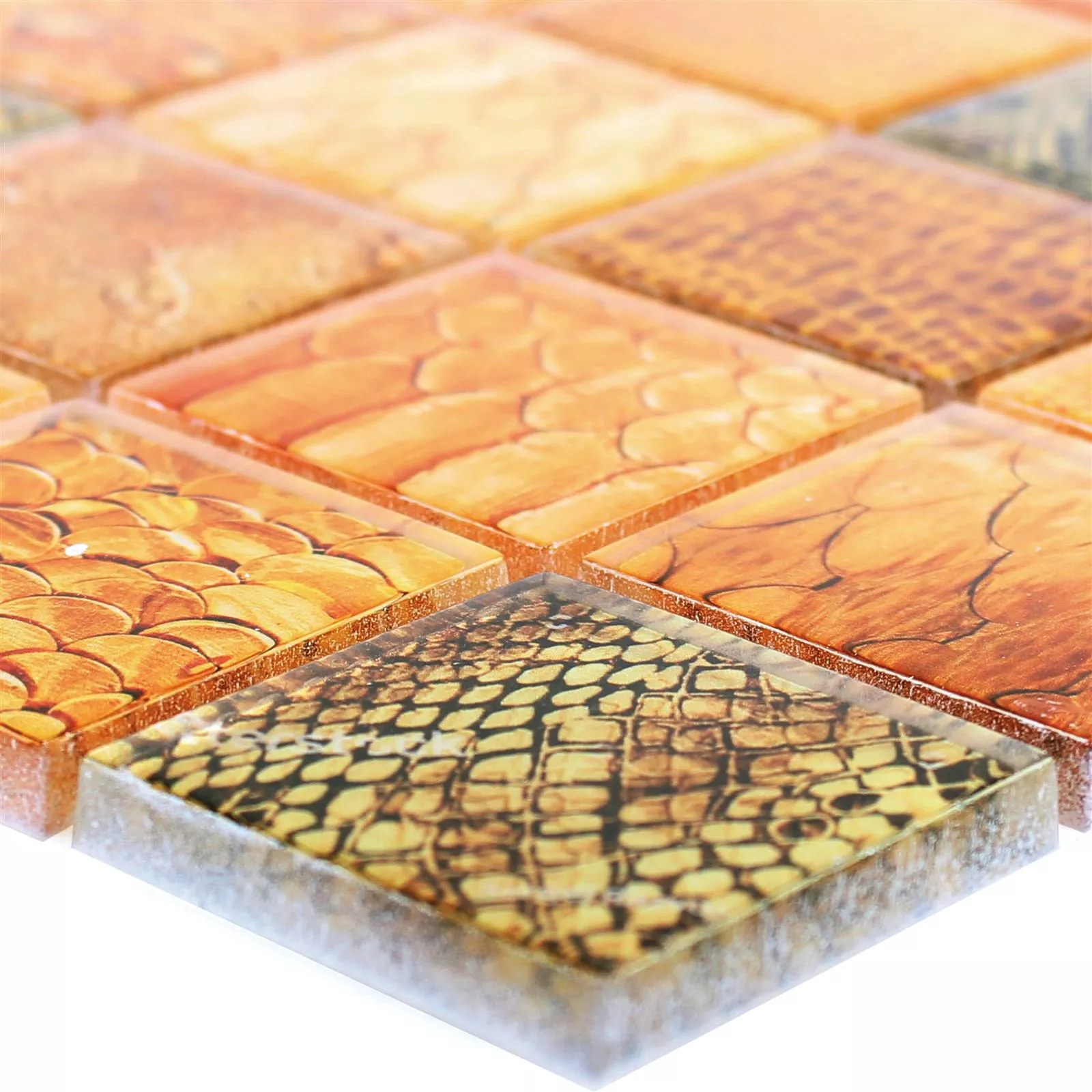 Glass Mosaikk Fliser Python Oransje