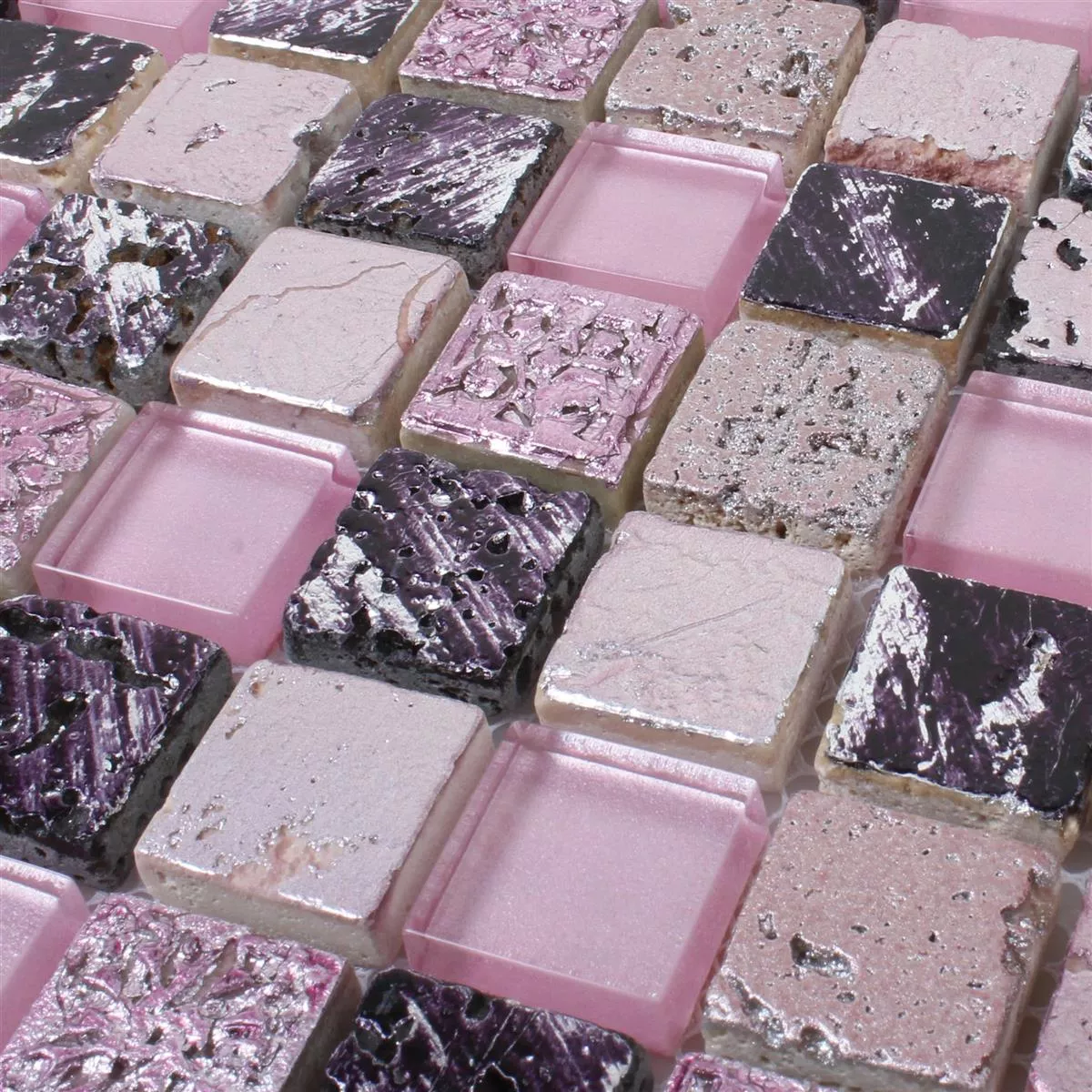 Mosaikkfliser Glass Harpiks Naturstein Rosa Mix