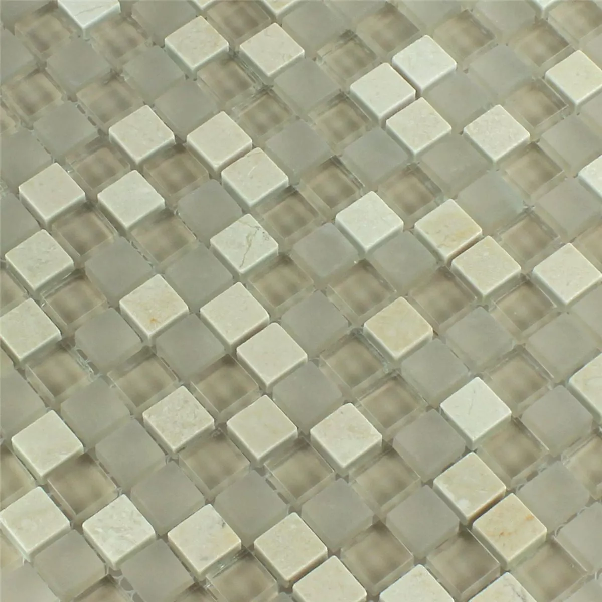 Mosaikkfliser Glass Marmor Barbuda Krem 15x15x8mm