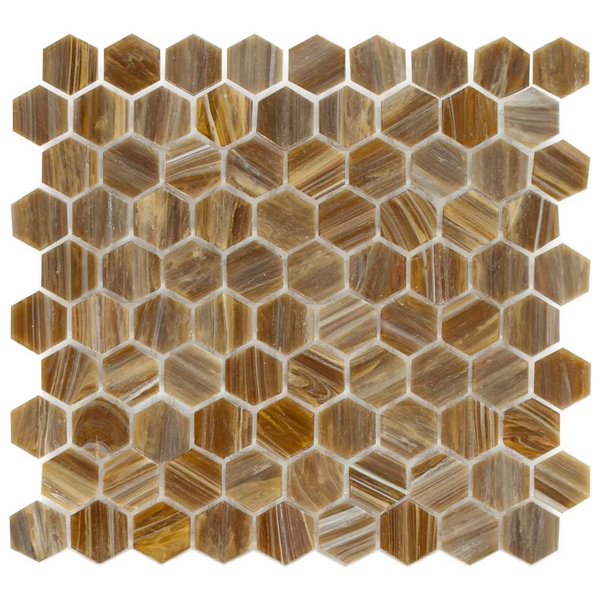 Glass Mosaikk Fliser Trend-Vi Hexagonal 282 Bronse Brun