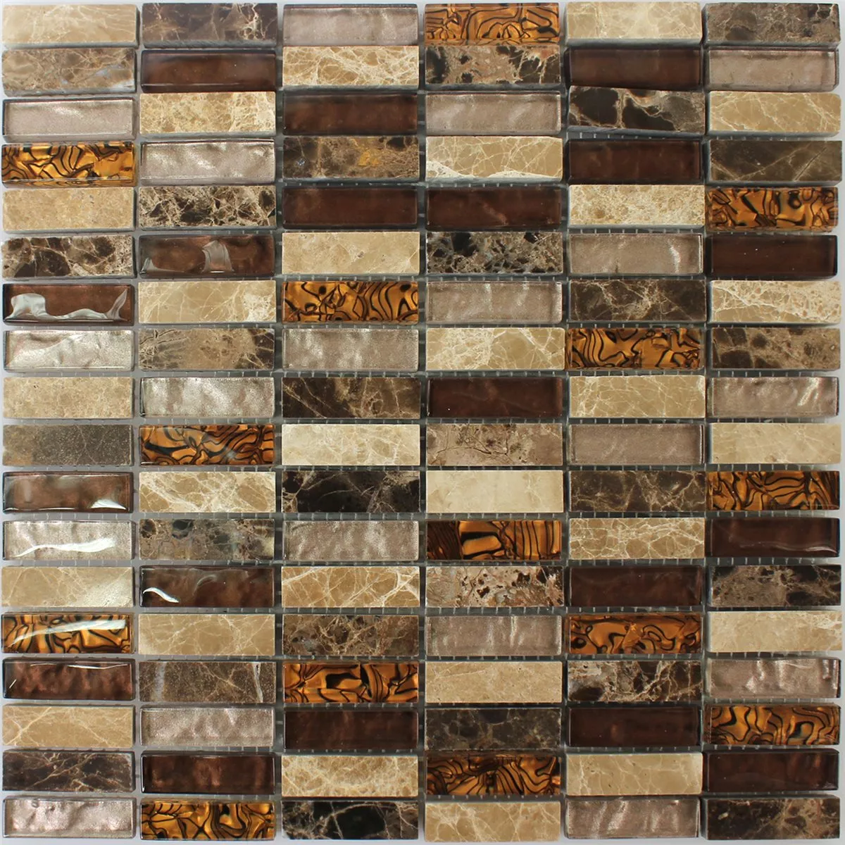 Mosaikkfliser Glass Naturstein Beige Brun