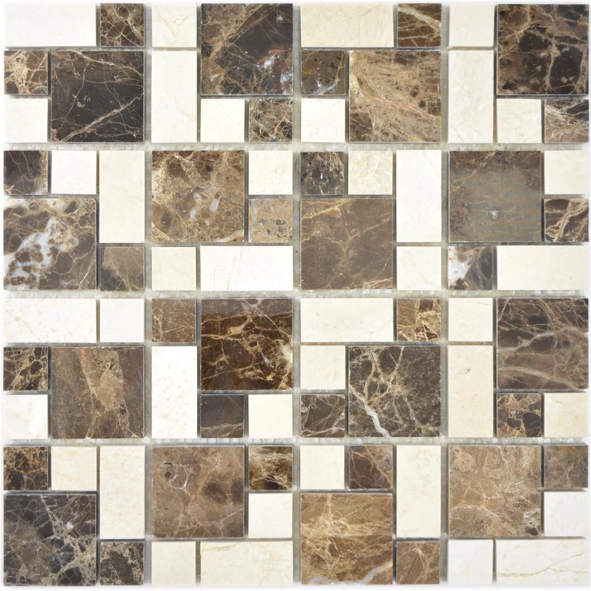 Marmor Natursteinmosaikk Fliser Cordoba Emprador Dark Beige